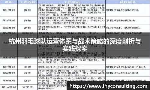杭州羽毛球队运营体系与战术策略的深度剖析与实践探索